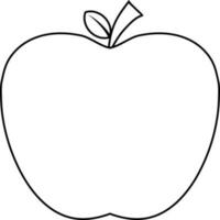 Apple in black line art illustration. vector