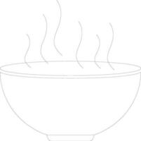 Black line art hot bowl on white background. vector