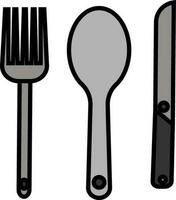 Knife, fork and spoon on white background. vector