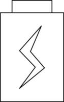 Bolt sign in battery made by black line art illustration. vector