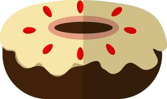 Brown donut in flat style. vector