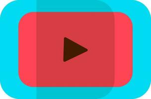 Blue and pink youtube icon in flat style. vector