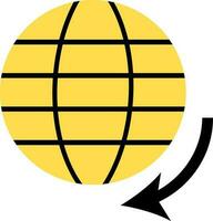 flecha alrededor tierra globo en negro y amarillo color. vector