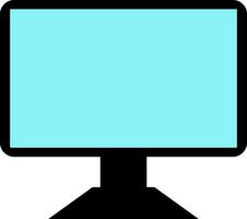 Black and blue computer in flat style. vector