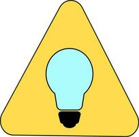 Black and blue electric bulb in yellow triangle. vector