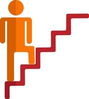 Character of man stairs in orange and red color. vector