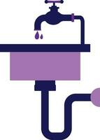 Purple sink with water tab. vector