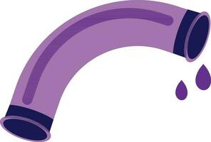 Flat style purple pipe with drops. vector