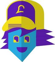 Character of a face player wearing hat. vector