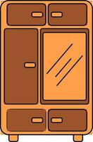 Closet cabinet icon with mirror for furniture concept. vector