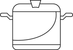 Open black line art casserole pan in flat style. vector