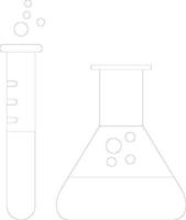 Black line art beaker with test tube. vector