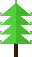 Green color of tree icon with half shadow for new year concept. vector