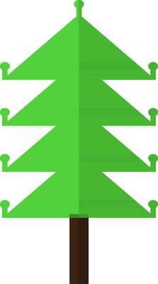 Green color of tree icon with half shadow for new year concept.