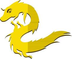 Chinese dragon icon in yellow color and half shadow. vector