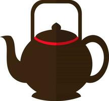 Illustration of teapot icon in brown color and half shadow. vector
