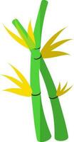 Green bamboo icon with yellow leaf in half shadow. vector