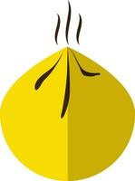 Chinese dumpling icon in yellow color and half shadow. vector