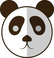 Cute panda bear face icon in half shadow. vector