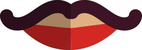 Moustache with lips in color with half shadow for human body. vector