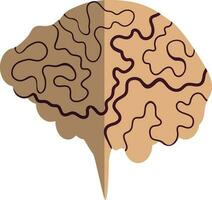 Brain icon of human body in half shadow style. vector