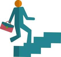 Employee with briefcase walk on stairs in half shadow. vector