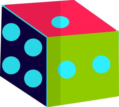 Dice icon in color with half shadow for playing concept. vector