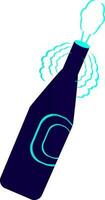 Champagne bottle icon for party concept with half shadow. vector