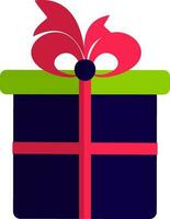 Packed gift icon with bow and ribbon for present in half shadow. vector