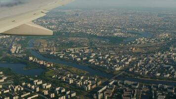 Moscow suburbs from descending airplane video