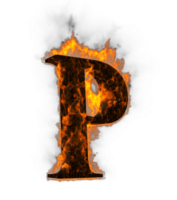 Fire alphabet 3d Rendering illustration. png