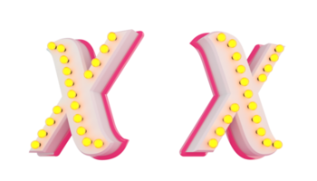 wit 3d alfabet roze lijn met licht lamp versieren png
