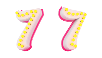 White 3d number with pink line and light bulb decoration png