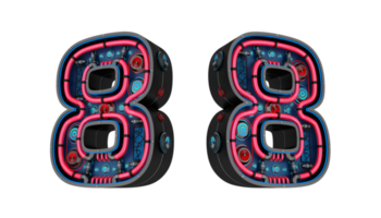 Black number with Red and blue Neon light and has a cooling system png