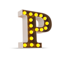 3d alfabeto com luz lâmpada. png