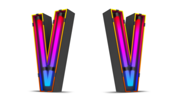 Black alphabet with colorful neon light. png