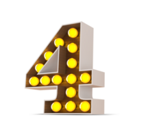 3d number with light bulb, 3d rendering png