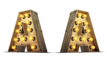 hout alfabet met licht lamp. png