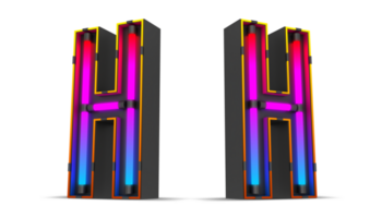 Black alphabet with colorful neon light. png