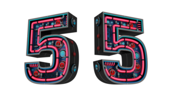 Black number with Red and blue Neon light and has a cooling system png