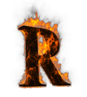 Fire alphabet 3d Rendering illustration. png