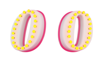 White 3d alphabet pink line with light bulb decorate png