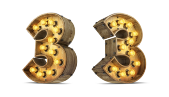 Wood number with light bulb. png