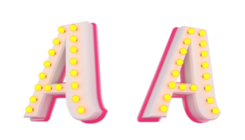 wit 3d alfabet roze lijn met licht lamp versieren png