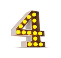 3d number with light bulb, 3d rendering png