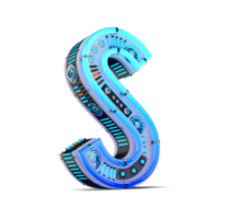 3d alfabeto com azul néon e néon luz efeito. png