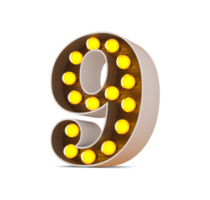 3d number with light bulb, 3d rendering png
