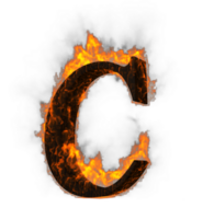 Fire alphabet 3d Rendering illustration. png