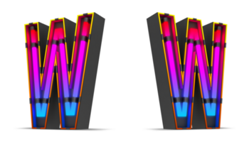 Black alphabet with colorful neon light. png