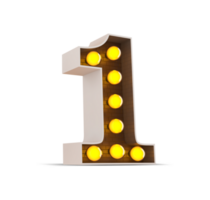 3d number with light bulb, 3d rendering png